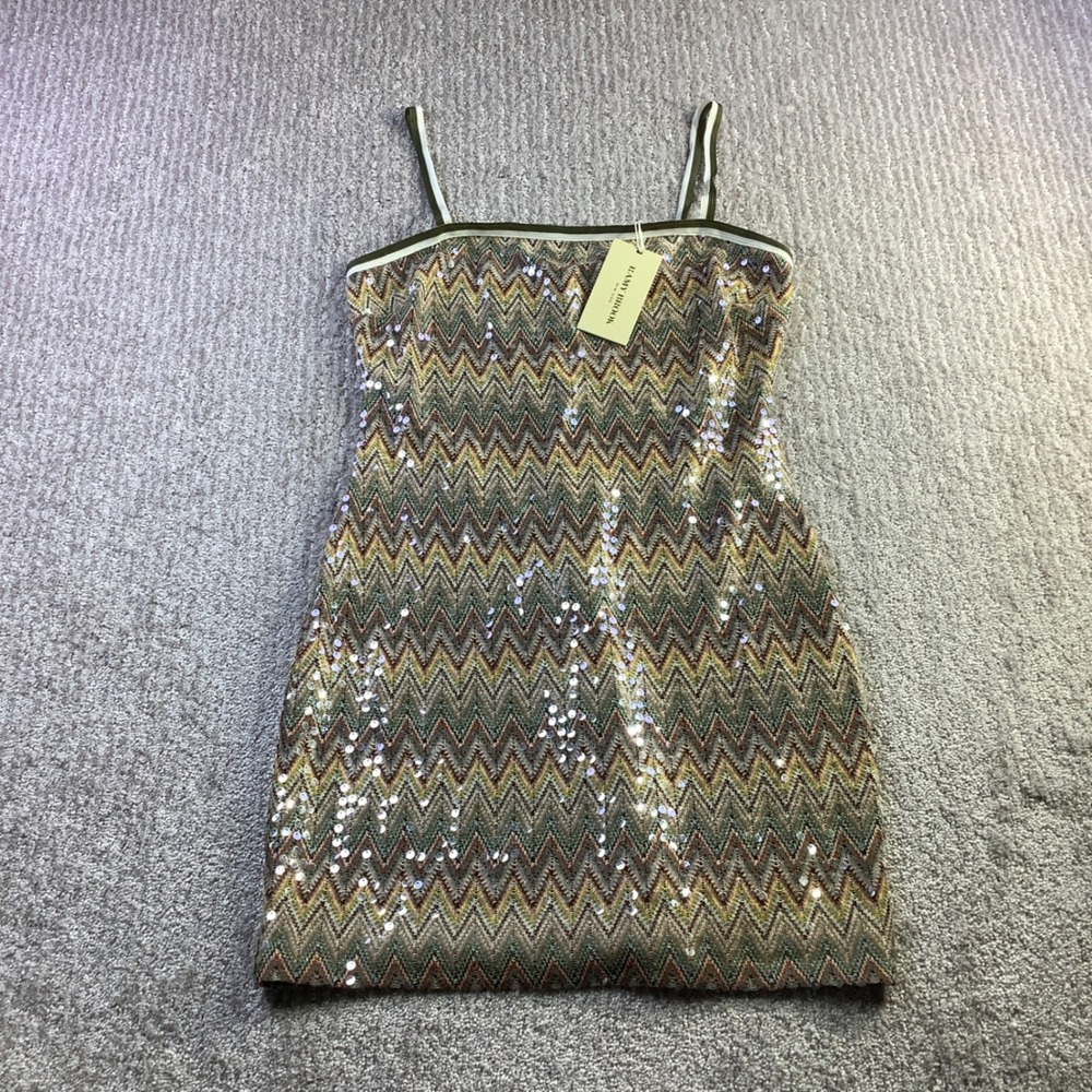 Ramy Brook Ivanna Sequin Chevron Mini Dress Womens Size 4 NWT